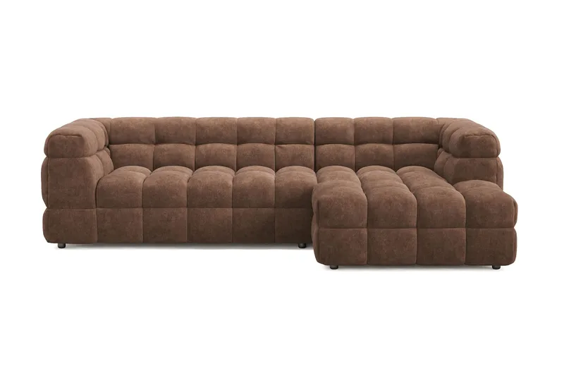 Elise 4-sits Högervänd L-formad Bubblig Divansoffa 274 cm i Chenille, Brun