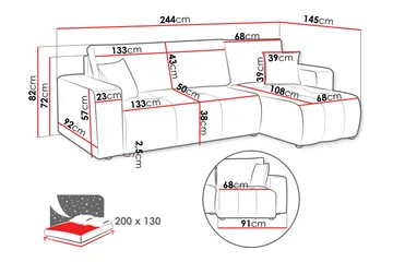 Flo Bäddsoffa med Divan 3-sits - Ljusgrå - Möbler - Soffa - Divansoffor & schäslongsoffa