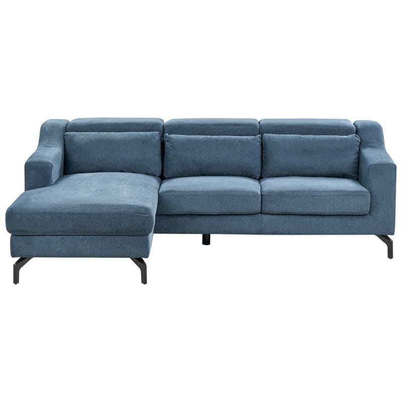 Glosli Vänstervänd Hörnsoffa med Divan och Schäslong 220 cm i Chenille, Stålblå