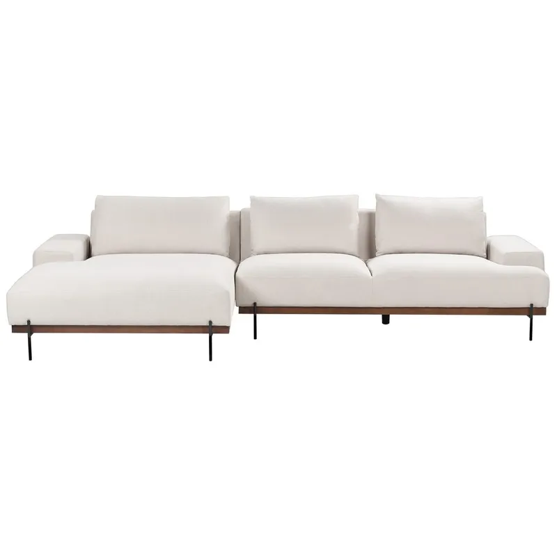 Hörnsoffa Mariferd - Beige, svart, mörkt trä/Högervänd - Möbler - Soffa - Divansoffor & schäslongsoffa