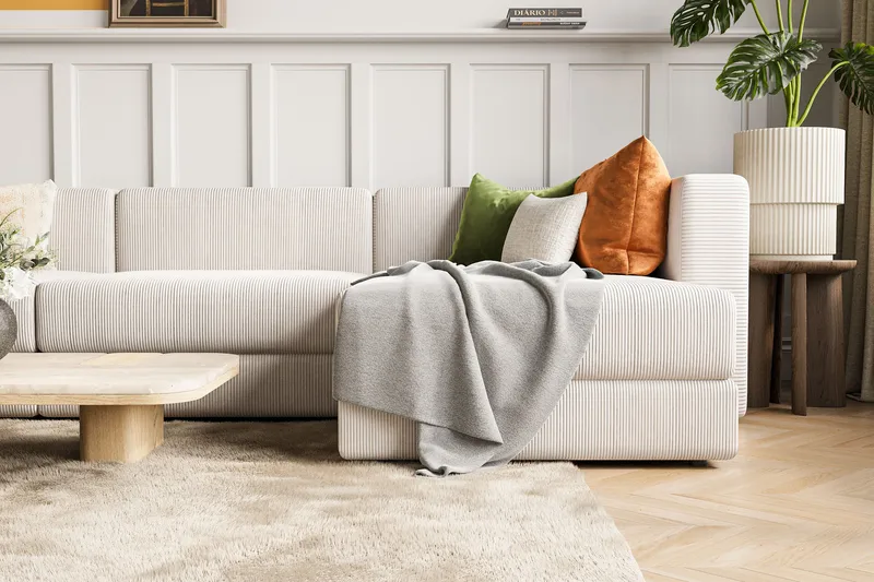Hagblom 4-sits Divansoffa med Förvaring Vändbar - Beige - Möbler - Soffa - Divansoffor & schäslongsoffa
