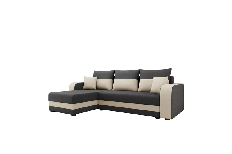 Hewlet Soffa med Divan 3-sits, Beige/Mörkgrå