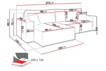 Hobson Soffa med Divan 3-sits - Mörkgrå - Möbler - Soffa - Divansoffor & schäslongsoffa