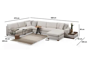 Huelva Divansoffa - Beige - Möbler - Soffa - Hörnsoffa - Hörnsoffa med divan