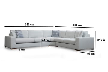 Huelva Högervänd L-formad Hörnsoffa 322 cm i Tyg med Breda Armstöd - Beige - Möbler - Soffa - Hörnsoffa