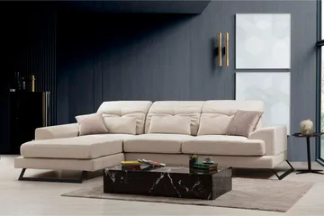 Jaraad Divansoffa Höger - Beige/Svart - Möbler - Soffa - Divansoffor & schäslongsoffa
