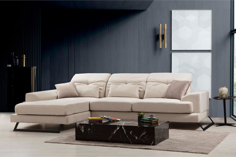Jaraad Divansoffa Höger - Beige/Svart - Möbler - Soffa - Divansoffor & schäslongsoffa