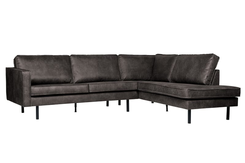 Lissbon 3-sits Höger L-formad Hörnsoffa i Konstläder - Antracit - Möbler - Soffa - Divansoffor & schäslongsoffa