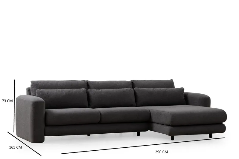 Makhan 3-sits Högervänd L-formad Divansoffa med Schäslong i Bouclé - Antracit - Möbler - Soffa - Divansoffor & schäslongsoffa