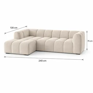 Marlow 3-sits L-formad Bubblig Divansoffa Vänster med Schäslong i Tyg - Beige - Möbler - Soffa - Divansoffor & schäslongsoffa