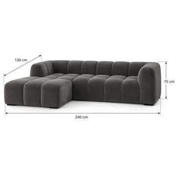 Marlow 3-sits L-formad Bubblig Divansoffa Vänster med Schäslong i Tyg - Grå - Möbler - Soffa - Divansoffor & schäslongsoffa