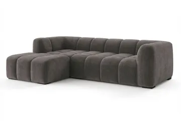 Marlow 3-sits L-formad Bubblig Divansoffa Vänster med Schäslong i Tyg - Grå - Möbler - Soffa - Divansoffor & schäslongsoffa