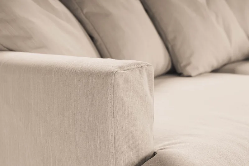 Menard 4-sits Högervänd L-formad Djup Schäslongsoffa i Tyg - Beige - Möbler - Soffa - Divansoffor & schäslongsoffa