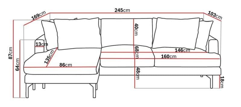 Menard 4-sits Vänstervänd L-formad Djup Divansoffa i Tyg - Beige - Möbler - Soffa - Divansoffor & schäslongsoffa