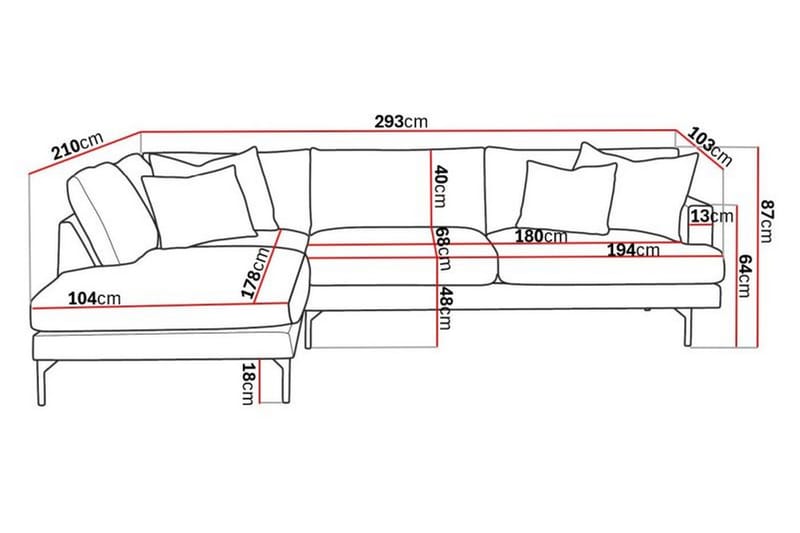Menard 4-sits Vänstervänd L-formad Djup Schäslongsoffa i Manchester - Beige - Möbler - Soffa - Divansoffor & schäslongsoffa