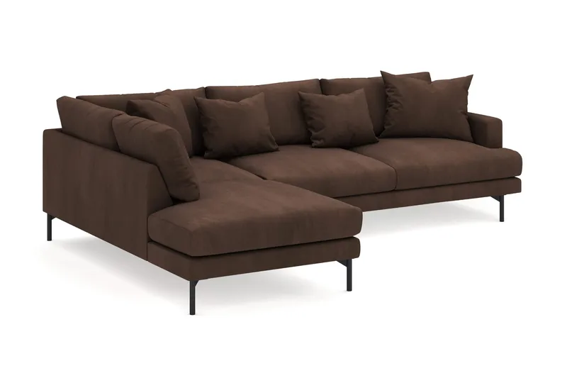 Menard 4-sits Vänstervänd L-formad Djup Schäslongsoffa i Manchester - Brun - Möbler - Soffa - Divansoffor & schäslongsoffa