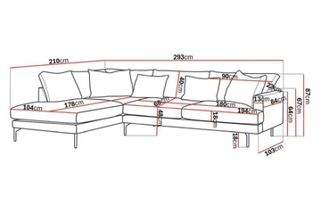 Menard 4-sits Vänstervänd L-formad Djup Schäslongsoffa i Tyg - Beige - Möbler - Soffa - Divansoffor & schäslongsoffa