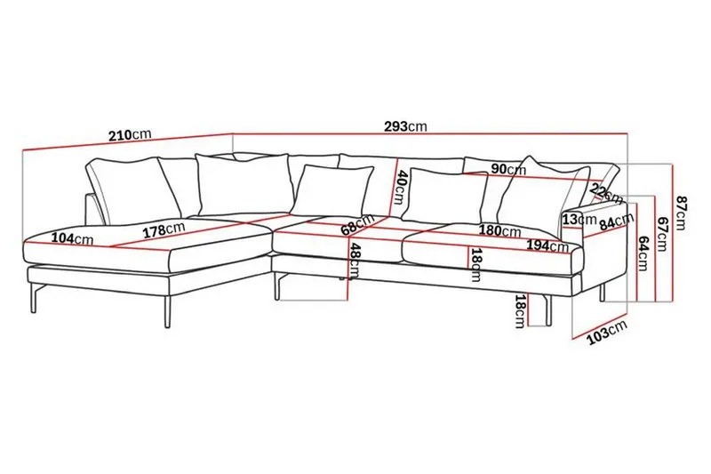 Menard 4-sits Vänstervänd L-formad Djup Schäslongsoffa i Tyg - Beige - Möbler - Soffa - Divansoffor & schäslongsoffa