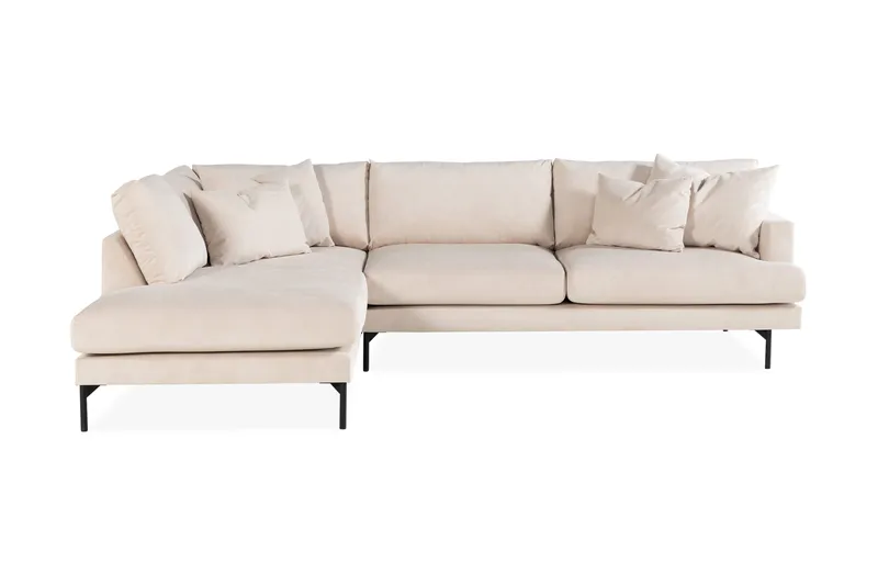 Menard 4-sits Vänstervänd L-formad Schäslongsoffa + Fotpall i Manchester - Beige - Möbler - Soffa - Divansoffor & schäslongsoffa - 3 sits soffa med divan