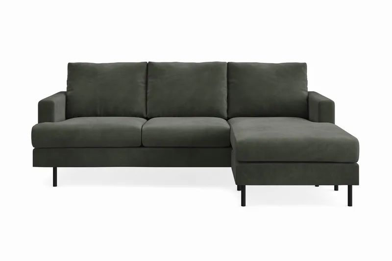 Menard Compact 3-sits Högervänd L-formad Divansoffa i Manchester, Mörkgrön