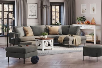 Menard Compact 4-sits Högervänd L-formad Schäslongsoffa i Manchester - Grå - Möbler - Soffa - Divansoffor & schäslongsoffa
