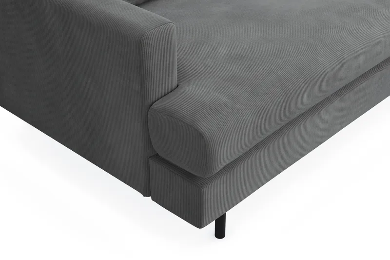 Menard Compact 4-sits Högervänd L-formad Schäslongsoffa i Manchester - Grå - Möbler - Soffa - Divansoffor & schäslongsoffa