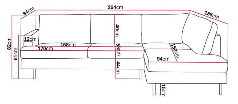 Menard Compact 4-sits Högervänd L-formad Schäslongsoffa i Manchester - Grå - Möbler - Soffa - Divansoffor & schäslongsoffa