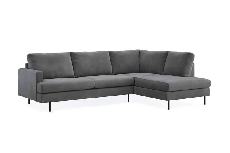 Menard Compact 4-sits Högervänd L-formad Schäslongsoffa i Manchester - Grå - Möbler - Soffa - Divansoffor & schäslongsoffa