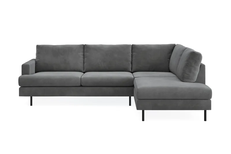 Menard Compact 4-sits Högervänd L-formad Schäslongsoffa i Manchester, Grå