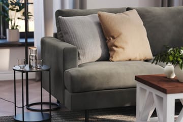 Menard Compact 4-sits Högervänd L-formad Schäslongsoffa i Manchester - Grå - Möbler - Soffa - Divansoffor & schäslongsoffa