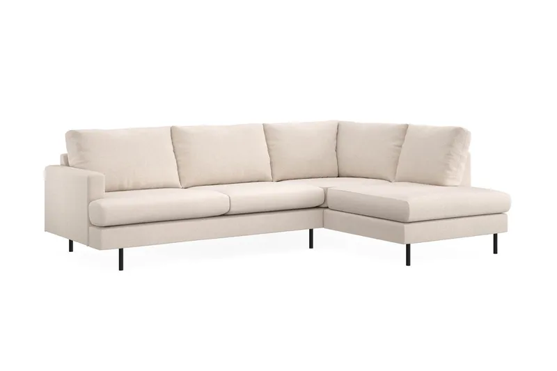 Menard Compact 4-sits Högervänd L-formad Schäslongsoffa i Tyg - Beige - Möbler - Soffa - Divansoffor & schäslongsoffa