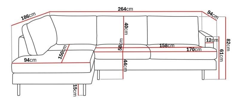 Menard Compact 4-sits Vänstervänd L-formad Schäslongsoffa i Manchester - Mörkgrön - Möbler - Soffa - Divansoffor & schäslongsoffa