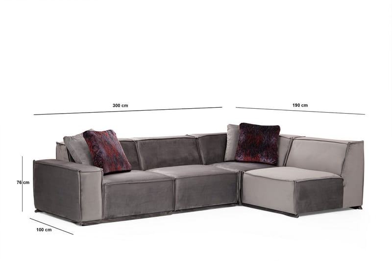 Nightcap Soffa m. Divan 4-sits - Grå - Möbler - Soffa - Modulsoffor - Komplett modulsoffa