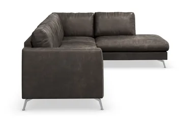 Ocean Lyx 4-sits Högervänd L-formad Schäslongsoffa i Konstläder - Mörkgrå - Möbler - Soffa - Divansoffor & schäslongsoffa