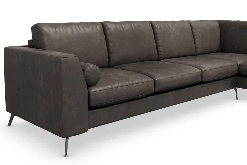 Ocean Lyx 4-sits Högervänd L-formad Schäslongsoffa i Konstläder - Mörkgrå - Möbler - Soffa - Divansoffor & schäslongsoffa