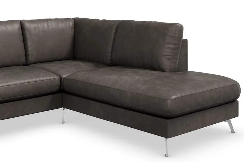 Ocean Lyx 4-sits Högervänd L-formad Schäslongsoffa i Konstläder - Mörkgrå - Möbler - Soffa - Divansoffor & schäslongsoffa