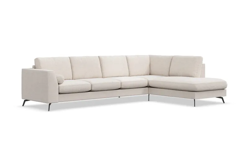 Ocean Lyx 4-sits Högervänd L-formad Schäslongsoffa i Tyg - Beige - Möbler - Soffa - Divansoffor & schäslongsoffa