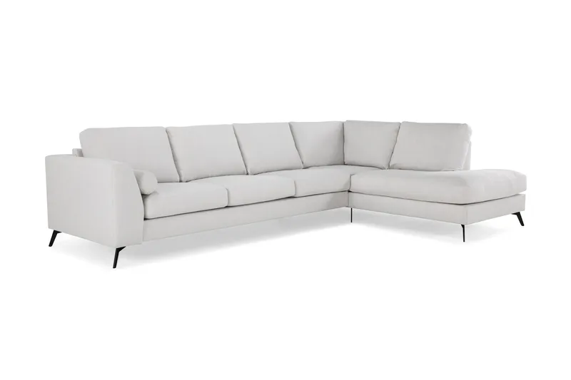 Ocean Lyx 4-sits Högervänd L-formad Schäslongsoffa i Tyg - Ljusgrå - Möbler - Soffa - Divansoffor & schäslongsoffa