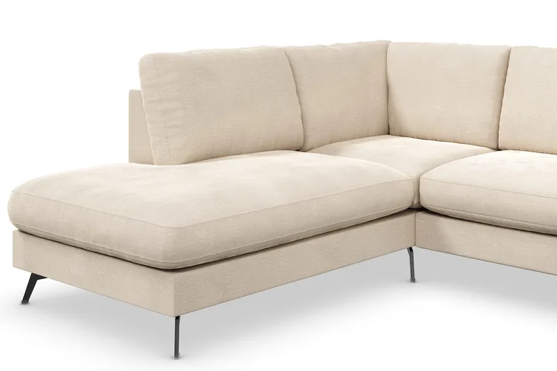 Ocean Lyx 4-sits Vänstervänd L-formad Schäslongsoffa i Sammet - Beige - Möbler - Soffa - Divansoffor & schäslongsoffa