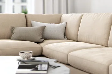 Ocean Lyx 4-sits Vänstervänd L-formad Schäslongsoffa i Sammet - Beige - Möbler - Soffa - Divansoffor & schäslongsoffa