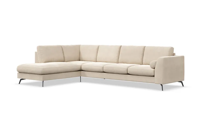 Ocean Lyx 4-sits Vänstervänd L-formad Schäslongsoffa i Sammet - Beige - Möbler - Soffa - Divansoffor & schäslongsoffa