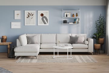 Ocean Lyx 4-sits Vänstervänd L-formad Schäslongsoffa i Tyg - Ljusgrå - Möbler - Soffa - Divansoffor & schäslongsoffa