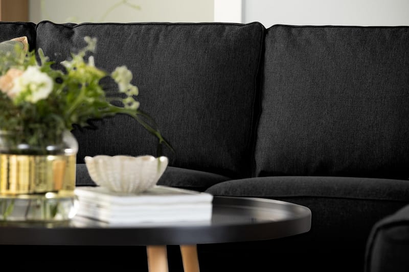 Optus 3-sits Vändbar L-formad Divansoffa i Tyg - Svart - Möbler - Soffa - Divansoffor & schäslongsoffa
