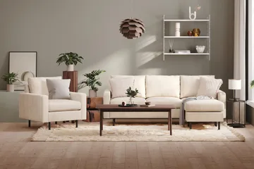 Peppe 3-sits Vändbar L-formad Divansoffa i Manchester - Beige - Möbler - Soffa - Divansoffor & schäslongsoffa