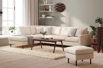 Peppe 4-sits Vänstervänd L-formad Schäslongsoffa i Manchester - Beige - Möbler - Soffa - Divansoffor & schäslongsoffa