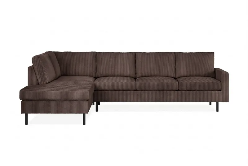 Peppe 4-sits Vänstervänd L-formad Schäslongsoffa i Manchester, Mörkbrun