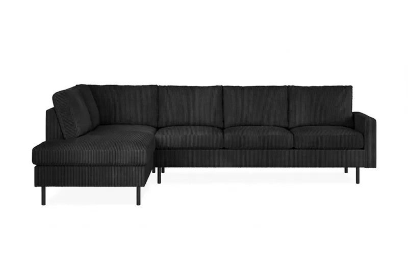 Peppe 4-sits Vänstervänd L-formad Schäslongsoffa i Manchester, Svart