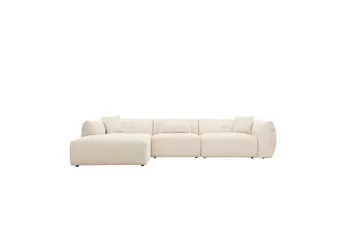 Positano 4-sits L-formad Hörnsoffa med Divan och Schäslong i Tyg - Beige - Möbler - Soffa - Divansoffor & schäslongsoffa