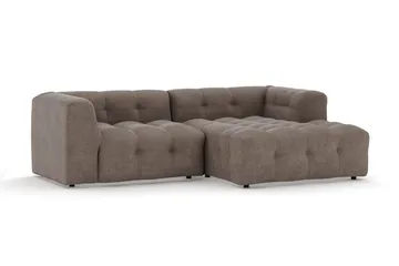 Puffy 3-sits bubblig soffa med divan höger - Brun - Möbler - Soffa - Divansoffor & schäslongsoffa