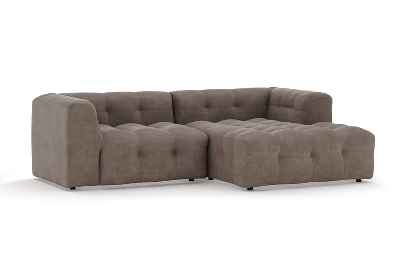 Puffy 3-sits bubblig soffa med divan höger - Brun - Möbler - Soffa - Divansoffor & schäslongsoffa